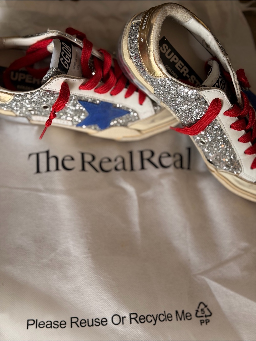 Golden Goose Superstar Silver Glitter Sneakers - Picture 4 of 10